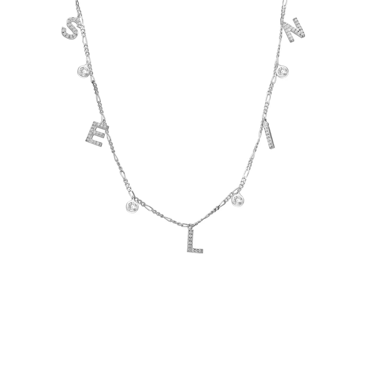 925 Ayar Gümüş Zirkon Taşlı İsim Choker Kolye