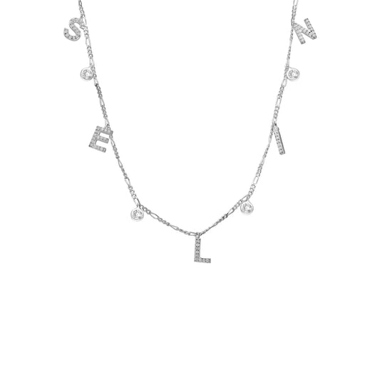 925 Ayar Gümüş Zirkon Taşlı İsim Choker Kolye