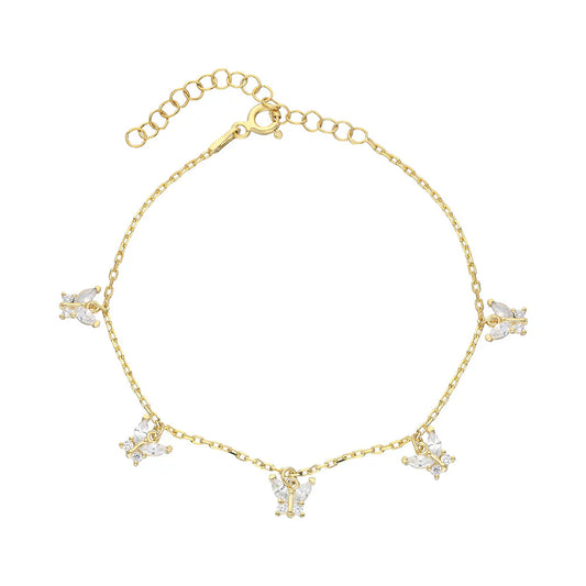 Mini Zirkon Taşlı Butterfly Bileklik | 925 Ayar Gümüş