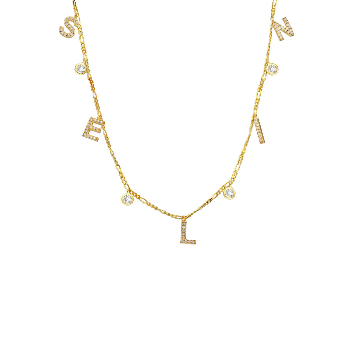 925 Ayar Gümüş Zirkon Taşlı İsim Choker Kolye