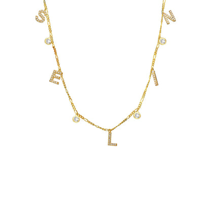 925 Ayar Gümüş Zirkon Taşlı İsim Choker Kolye