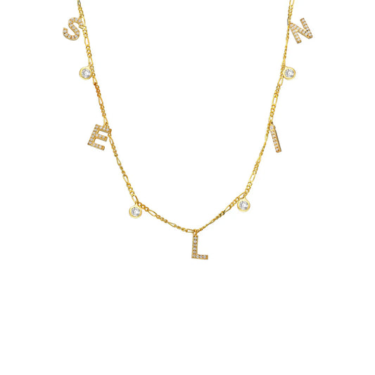 925 Ayar Gümüş Zirkon Taşlı İsim Choker Kolye