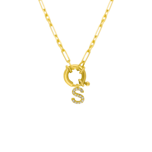 Chain Zirkonia Buchstaben Halskette (7017450373165)
