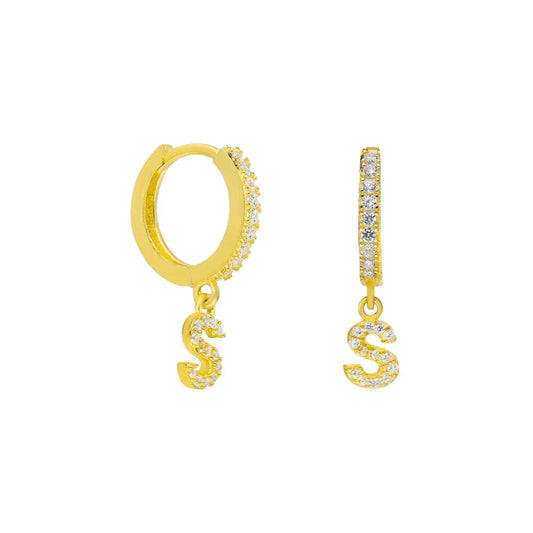 925 Ayar Gümüş Taşlı Harf Küpe