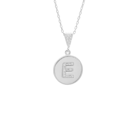 Zirkonia Circle Buchstaben Halskette (7017633054765)