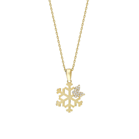 Schneeflocke Halskette mit Zirkonia (7094316466221)